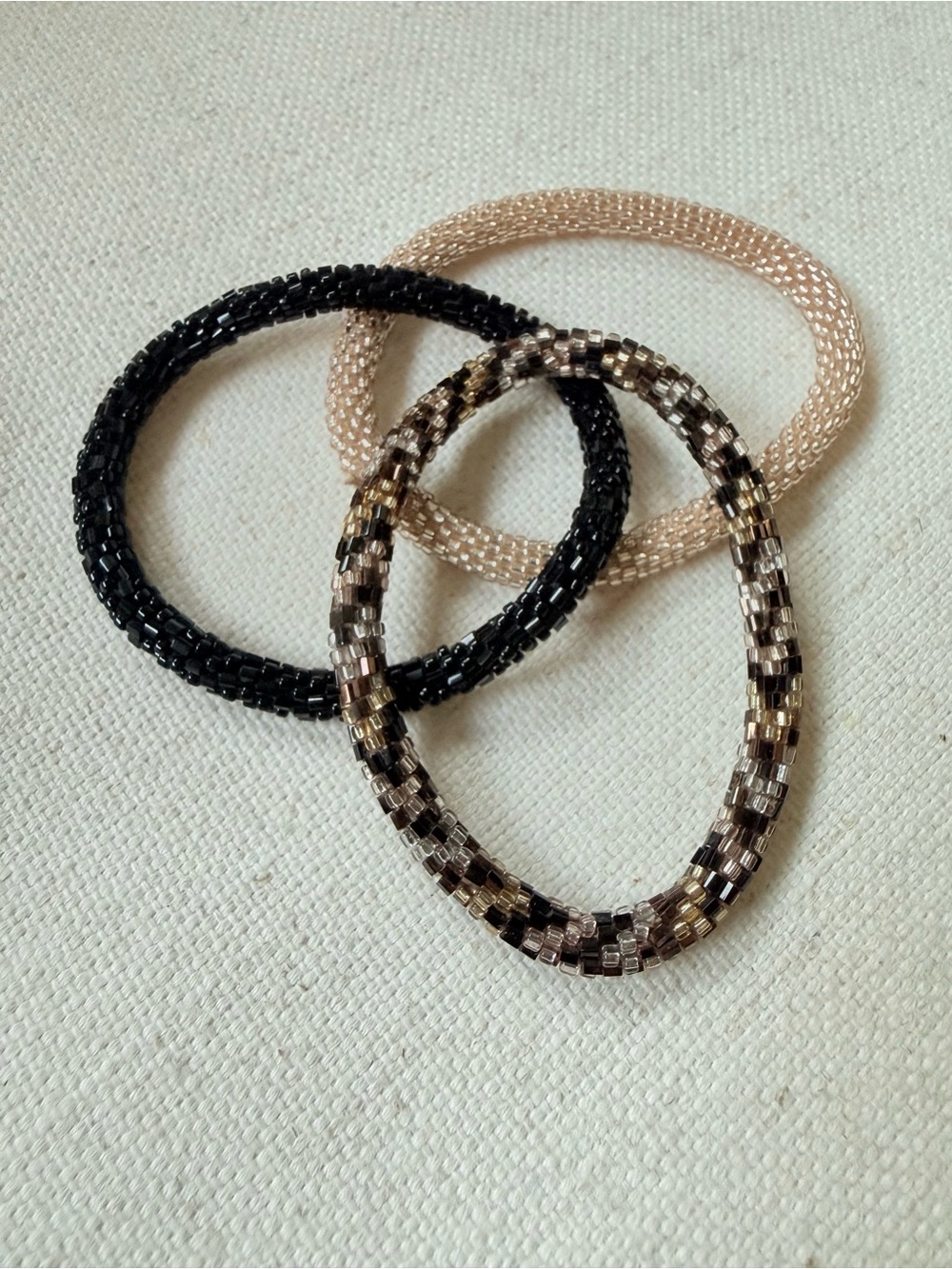 Lily and Laura Beaded Bracelet Set in Black
